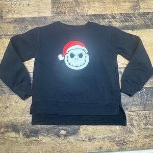 Disney Nightmare‎ Before Christmas Sweatshirt Jack Santa Hat Black L